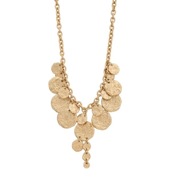 TEXTURED METAL DISC CASCADE STATEMENT NECKLACE