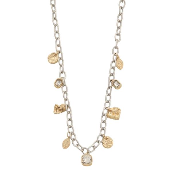 TWO TONE MULTI CHARM NECKLACE