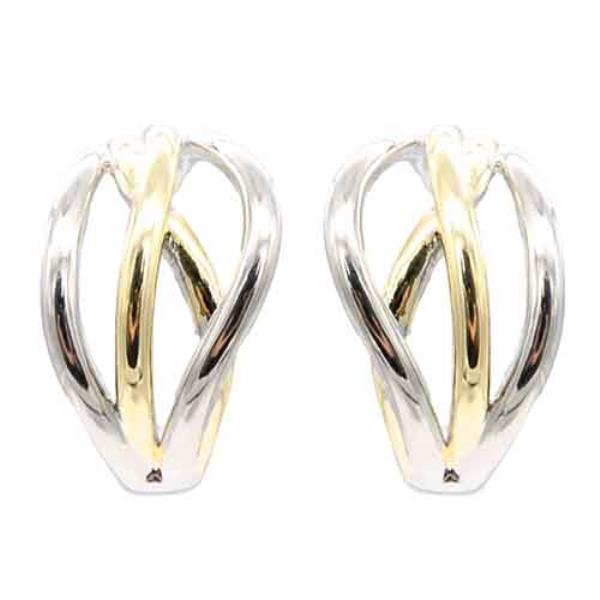 14K GOLD PLATED 2-TONE TWIST EARRINGS