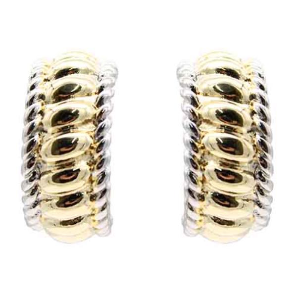 14K GOLD PLATED ROPE 2-TONE EARRINGS