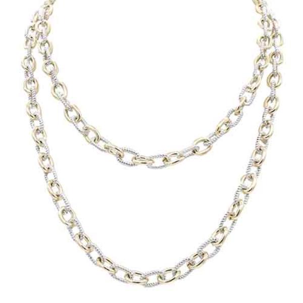 14K GOLD PLATED 2-TONE 36 INCH LONG NECKLACE.