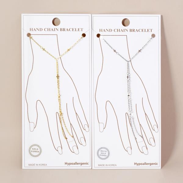 GOLD DIPPED HYPOALLERGENIC HAND CHAIN BRACELET