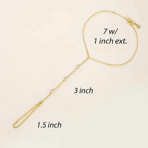 GOLD DIPPED CZ HYPOALLERGENIC HAND CHAIN BRACELET