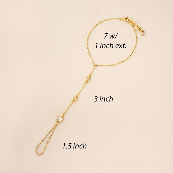 GOLD DIPPED CZ HYPOALLERGENIC HAND CHAIN BRACELET