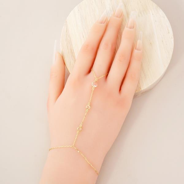 GOLD DIPPED CZ HYPOALLERGENIC HAND CHAIN BRACELET