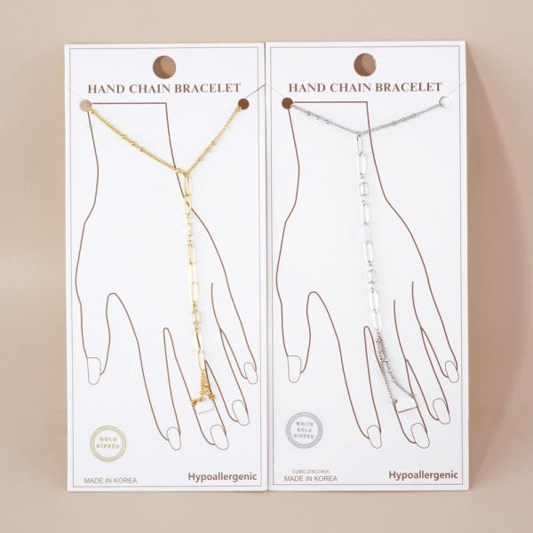 GOLD DIPPED HYPOALLERGENIC HAND CHAIN BRACELET