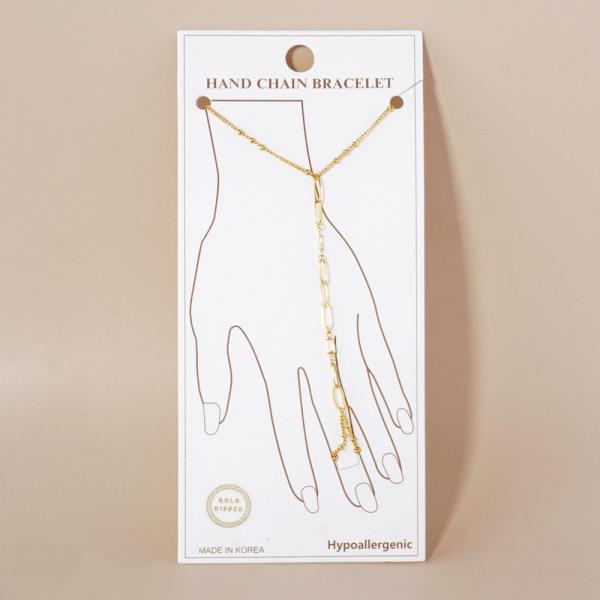 GOLD DIPPED HYPOALLERGENIC HAND CHAIN BRACELET