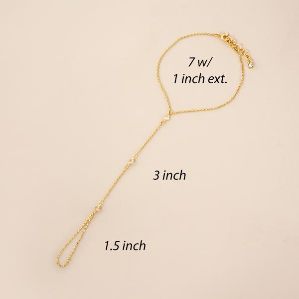 GOLD DIPPED CZ HYPOALLERGENIC HAND CHAIN BRACELET