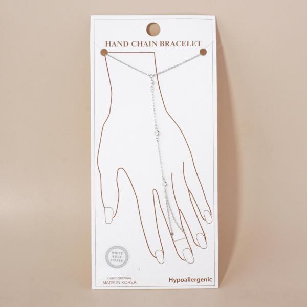 GOLD DIPPED CZ HYPOALLERGENIC HAND CHAIN BRACELET