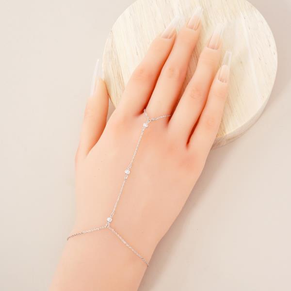 GOLD DIPPED CZ HYPOALLERGENIC HAND CHAIN BRACELET