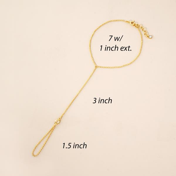 GOLD DIPPED CZ HYPOALLERGENIC HAND CHAIN BRACELET