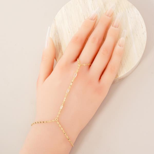GOLD DIPPED CZ HYPOALLERGENIC HAND CHAIN BRACELET