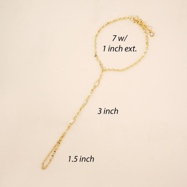 GOLD DIPPED CZ HYPOALLERGENIC HAND CHAIN BRACELET
