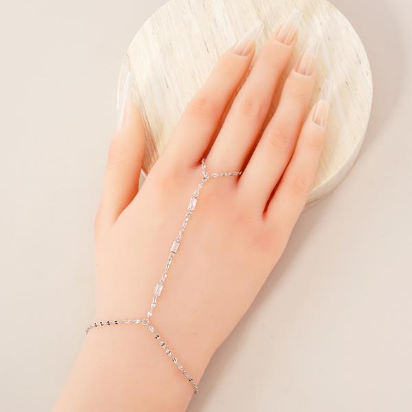 GOLD DIPPED CZ HYPOALLERGENIC HAND CHAIN BRACELET