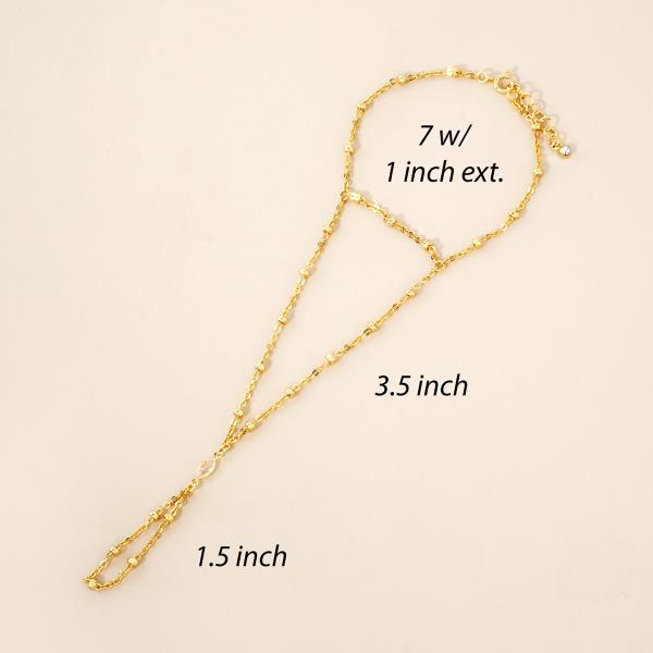 GOLD DIPPED CZ HYPOALLERGENIC HAND CHAIN BRACELET