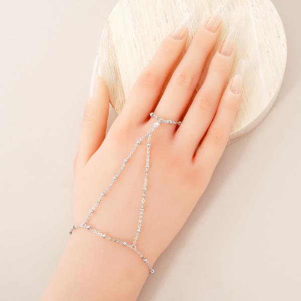 GOLD DIPPED CZ HYPOALLERGENIC HAND CHAIN BRACELET