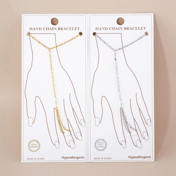 GOLD DIPPED HYPOALLERGENIC HAND CHAIN BRACELET