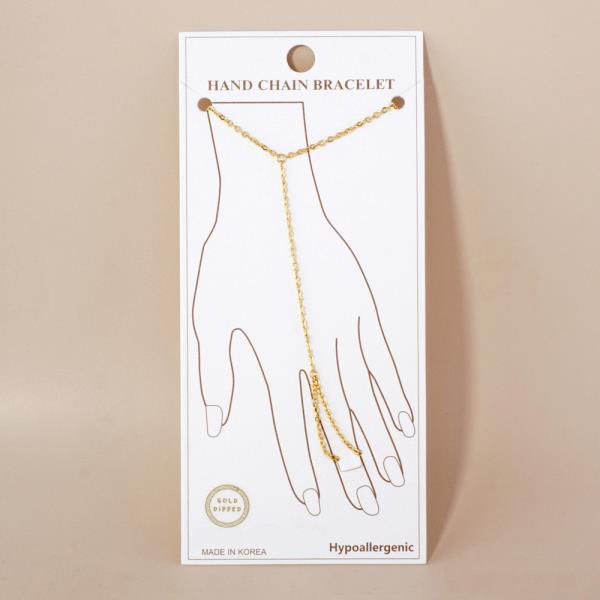 GOLD DIPPED HYPOALLERGENIC HAND CHAIN BRACELET