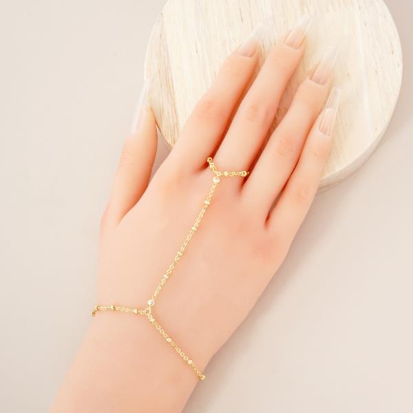GOLD DIPPED CZ HYPOALLERGENIC HAND CHAIN BRACELET