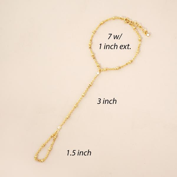 GOLD DIPPED CZ HYPOALLERGENIC HAND CHAIN BRACELET