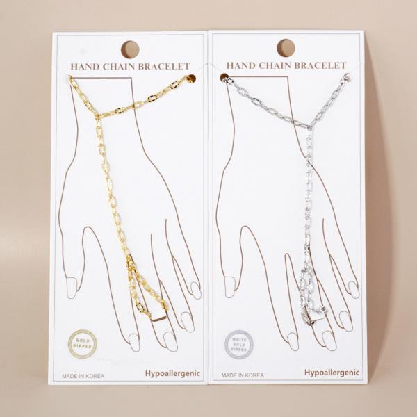 GOLD DIPPED HYPOALLERGENIC HAND CHAIN BRACELET