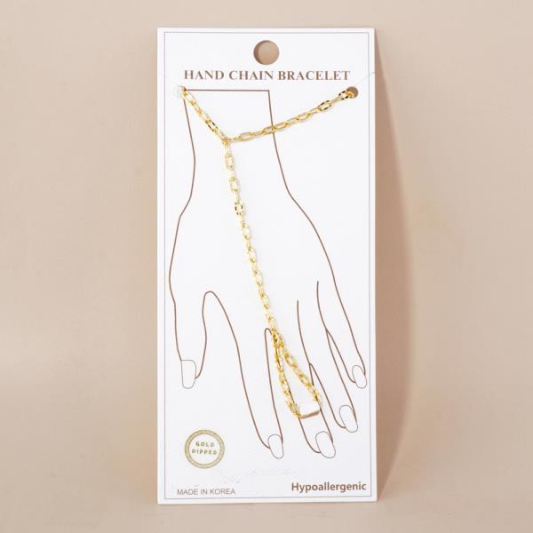 GOLD DIPPED HYPOALLERGENIC HAND CHAIN BRACELET