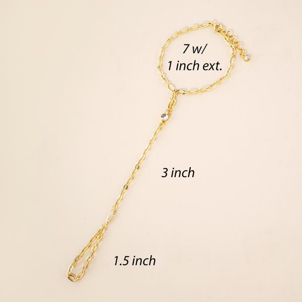 GOLD DIPPED CZ HYPOALLERGENIC HAND CHAIN BRACELET