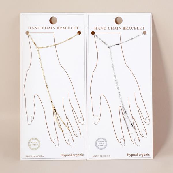 GOLD DIPPED HYPOALLERGENIC HAND CHAIN BRACELET