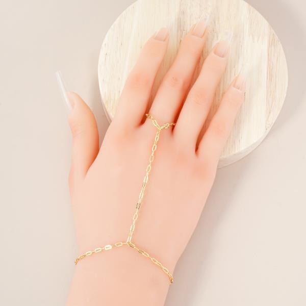 GOLD DIPPED CZ HYPOALLERGENIC HAND CHAIN BRACELET