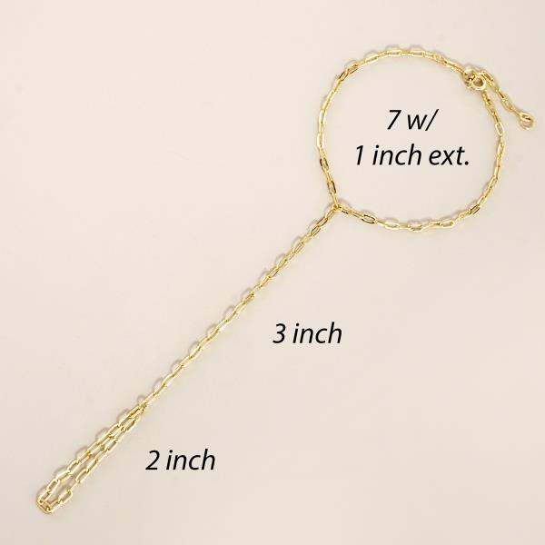 GOLD DIPPED CZ HYPOALLERGENIC HAND CHAIN BRACELET