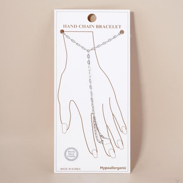 GOLD DIPPED CZ HYPOALLERGENIC HAND CHAIN BRACELET