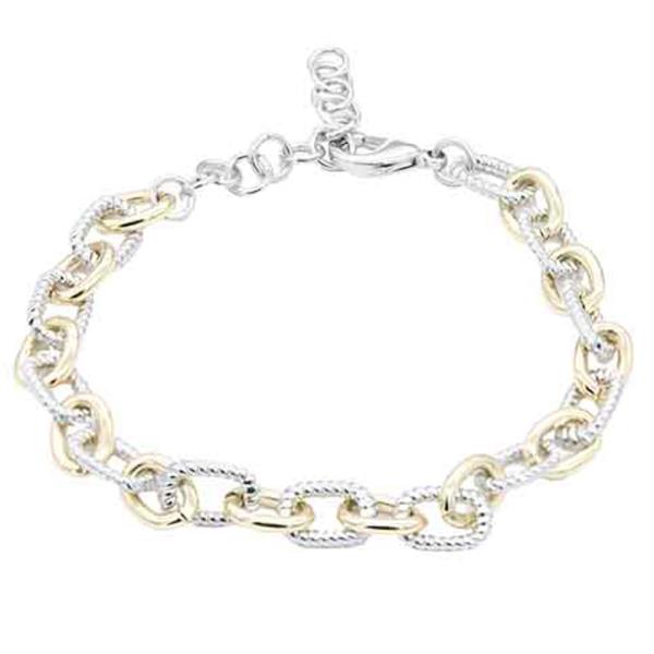 14K GOLD PLATED 2-TONE PLATED LONG CHAIN BRACELETS
