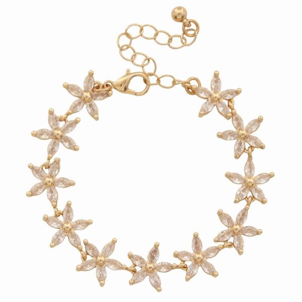 RHINESTONE MARQUISE FLOWER LINK BRACELET