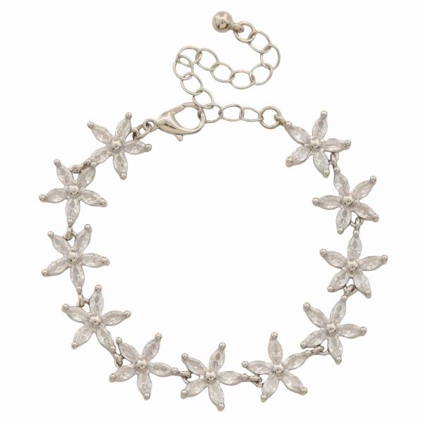 RHINESTONE MARQUISE FLOWER LINK BRACELET