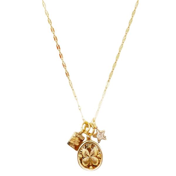BUTTERFLY STAR PADLOCK CHARM NECKLACE