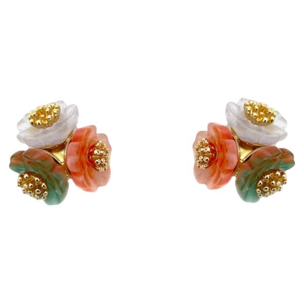 FLOWER TRIPLE COLOR BLOOM STUD EARRINGS