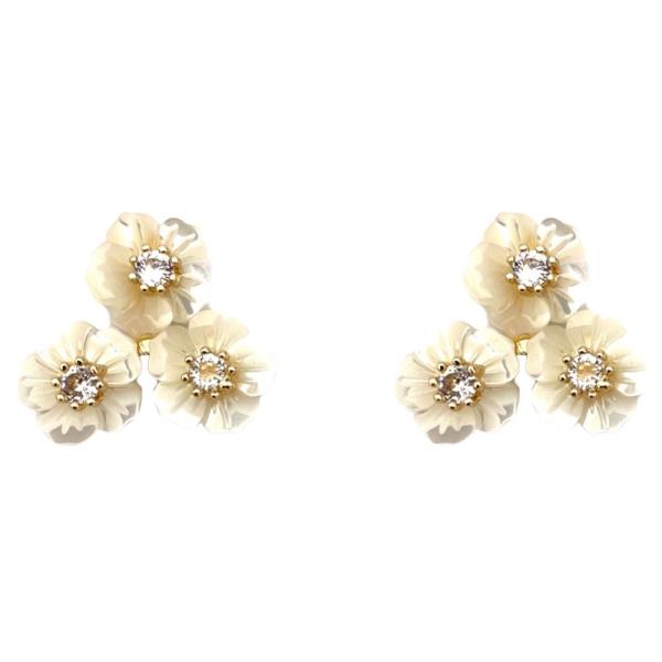 MIXED RESIN PEARL FLOWER EARRINGS
