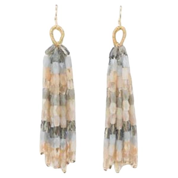 BEADED MULTI-LAYER TASSEL DROP HOOK EARRINGS