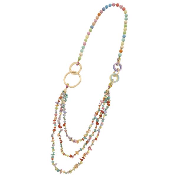 MULTISTRAND CHIP BEAD ASYMMETRIC LINK DROP NECKLACE EARRING SET