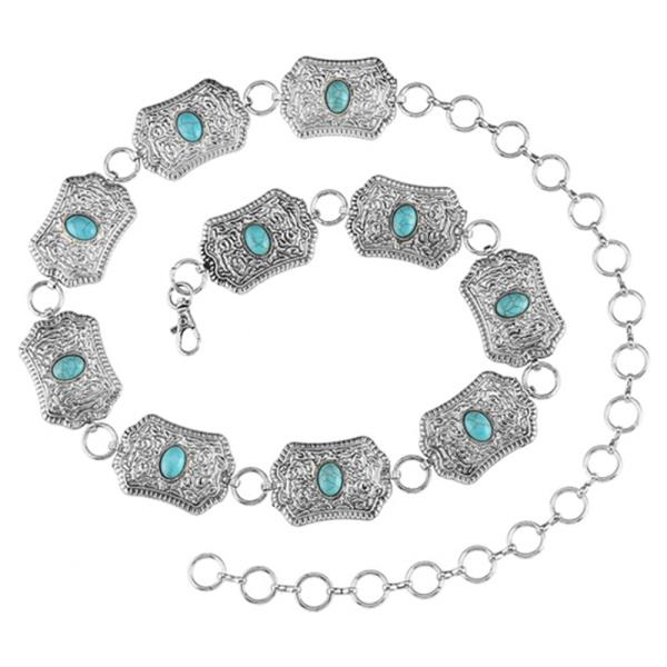 TQ STONE METAL WESTERN CHAIN BELT