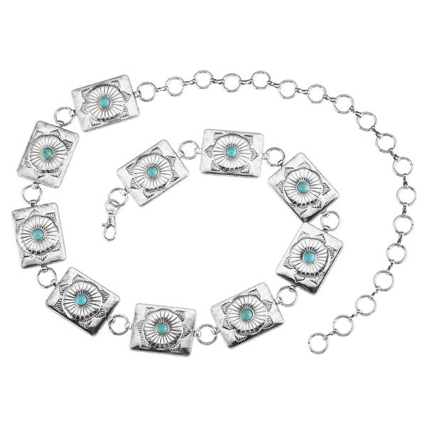 TQ TONE RECTANGLE METAL WESTERN CHAIN BELT