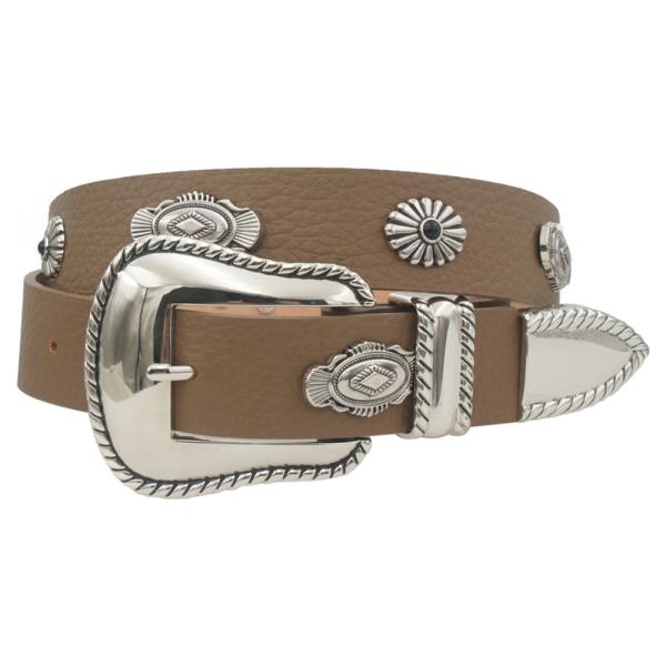 ROPE TRIMMED METAL CONCHO STRAP WESTERN BELT