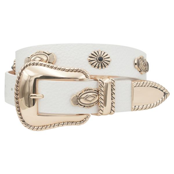 ROPE TRIMMED METAL CONCHO STRAP WESTERN BELT