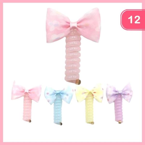 SPIRAL HAIR TIE BOW (12 UNITS)