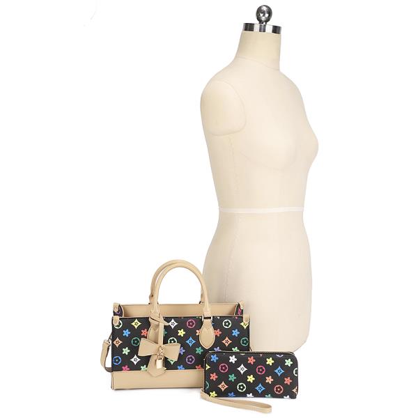2IN1 DESIGN PRINTED SATCHEL W WALLET SET