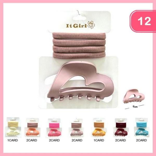 HAIR CLAW CLIP AND HAIR TIE (12 UNITS)