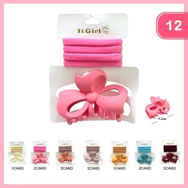 HAIR CLAW CLIP AND HAIR TIE (12 UNITS)