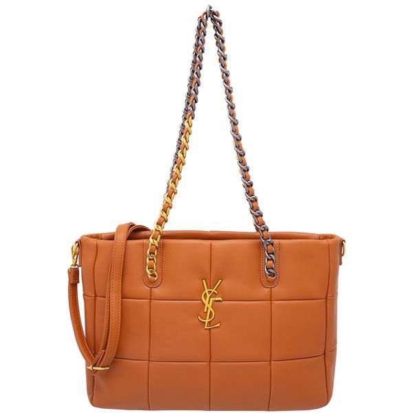 QUILTED SQUARE DESIGN SHOULDER TOTE BAG