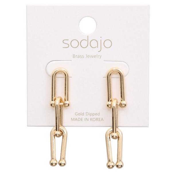 SODAJO GOLD DIPPED U CHAIN DROP EARRING