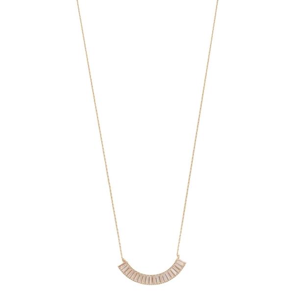 SODAJO GOLD DIPPED RHINESTONE BAR PENDANT NECKLACE